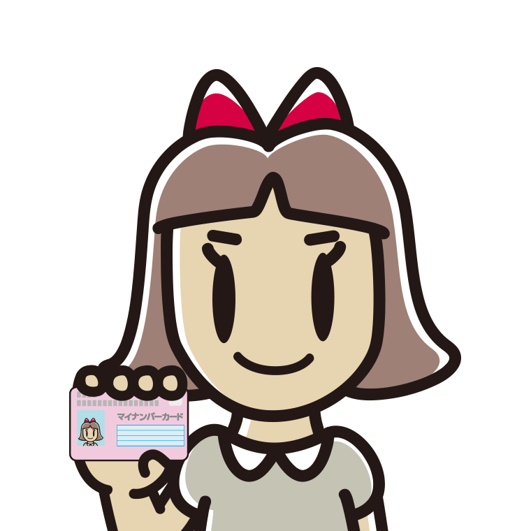 マイナンバーカードを持つ小学生女子のイラスト【色あり、背景なし】透過PNG