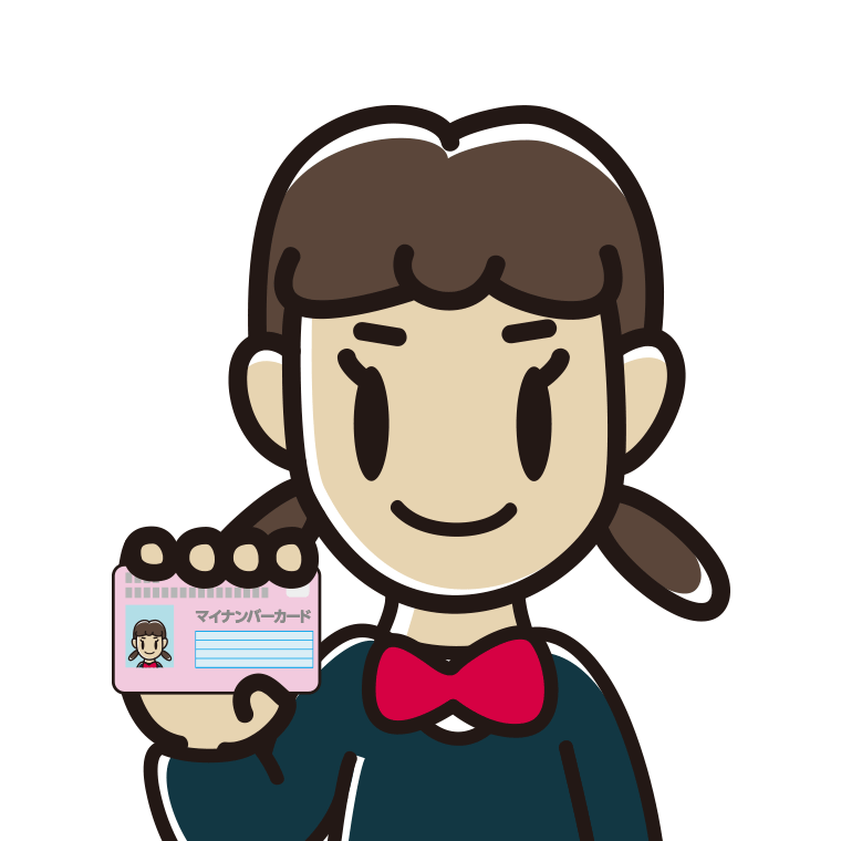 マイナンバーカードを持つ女子中学生のイラスト【色あり、背景なし】透過PNG