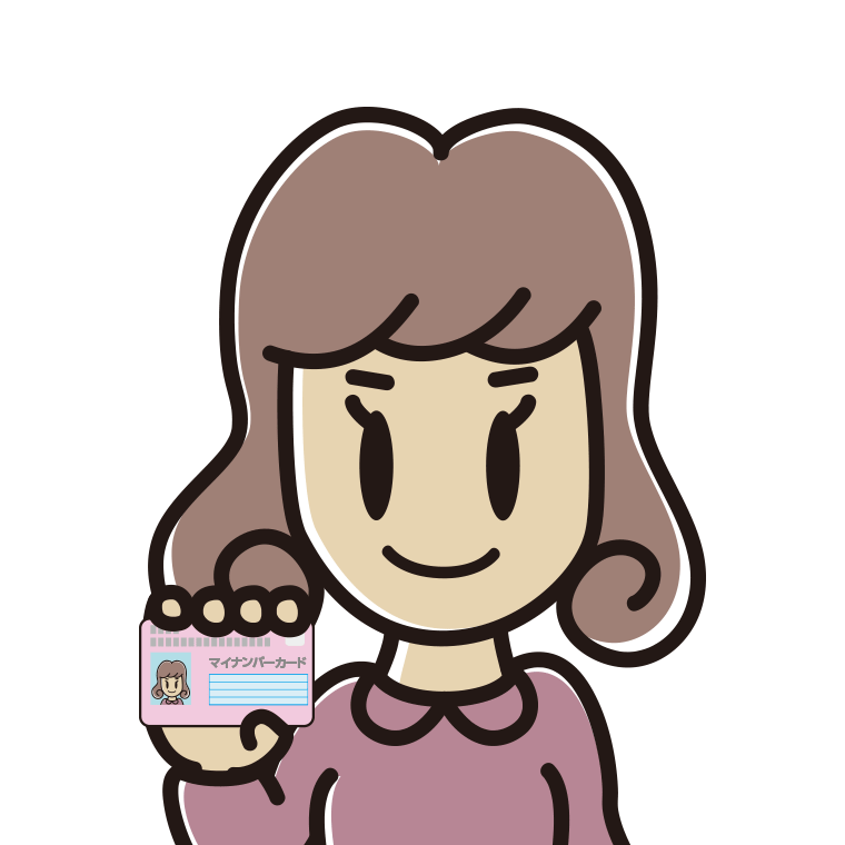 マイナンバーカードを持つ女子大学生のイラスト【色あり、背景なし】透過PNG