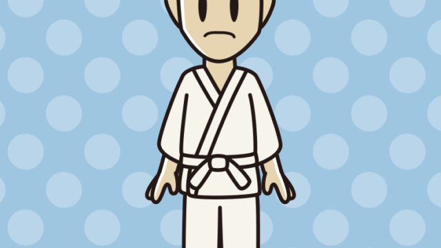 困る道着の男性のイラスト【色、背景あり】PNG