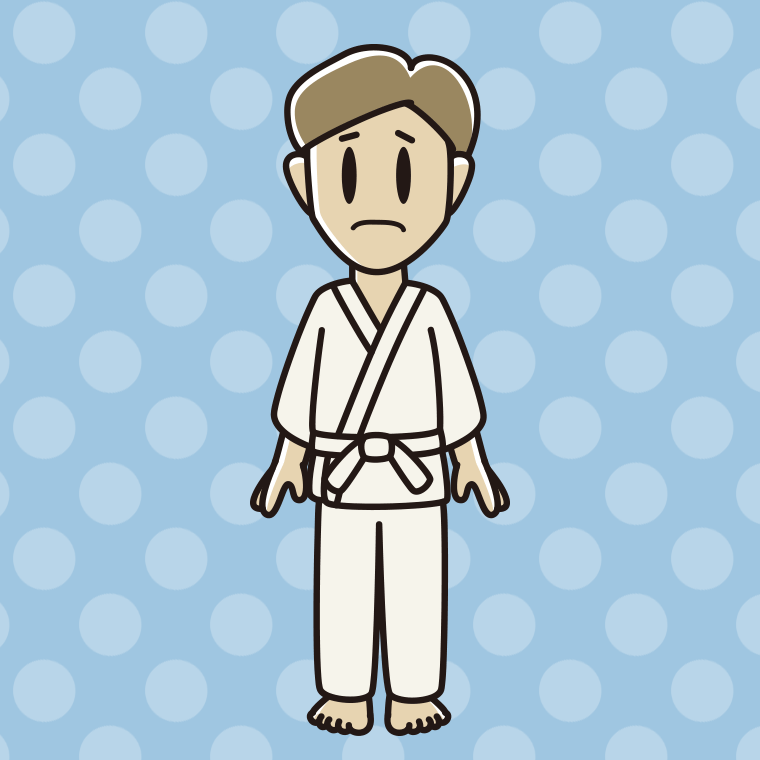 困る道着の男性のイラスト【色、背景あり】PNG