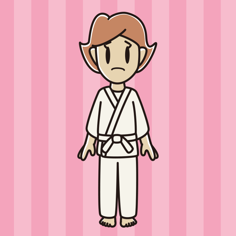 困る道着の女性のイラスト【色、背景あり】PNG