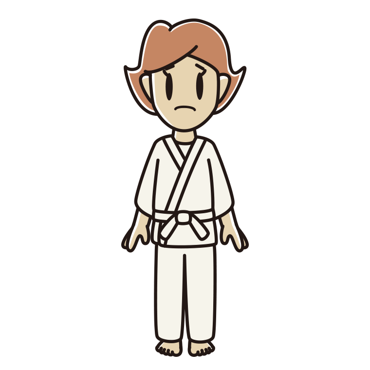 困る道着の女性のイラスト【色あり、背景なし】透過PNG