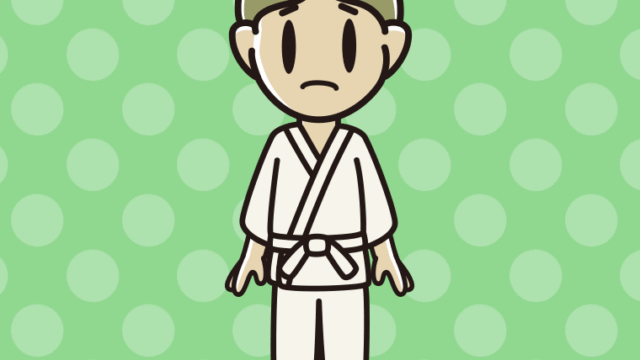 困る道着の小学生男子のイラスト【色、背景あり】PNG