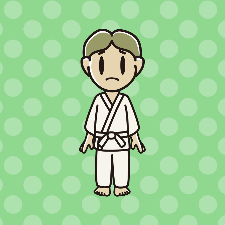 困る道着の小学生男子のイラスト【色、背景あり】PNG