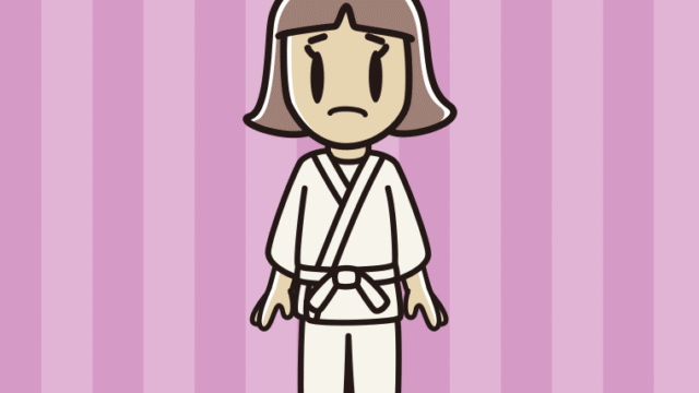 困る道着の小学生女子のイラスト【色、背景あり】PNG