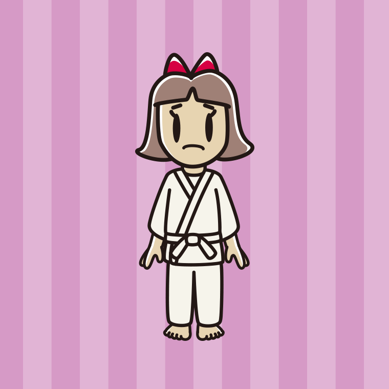 困る道着の小学生女子のイラスト【色、背景あり】PNG