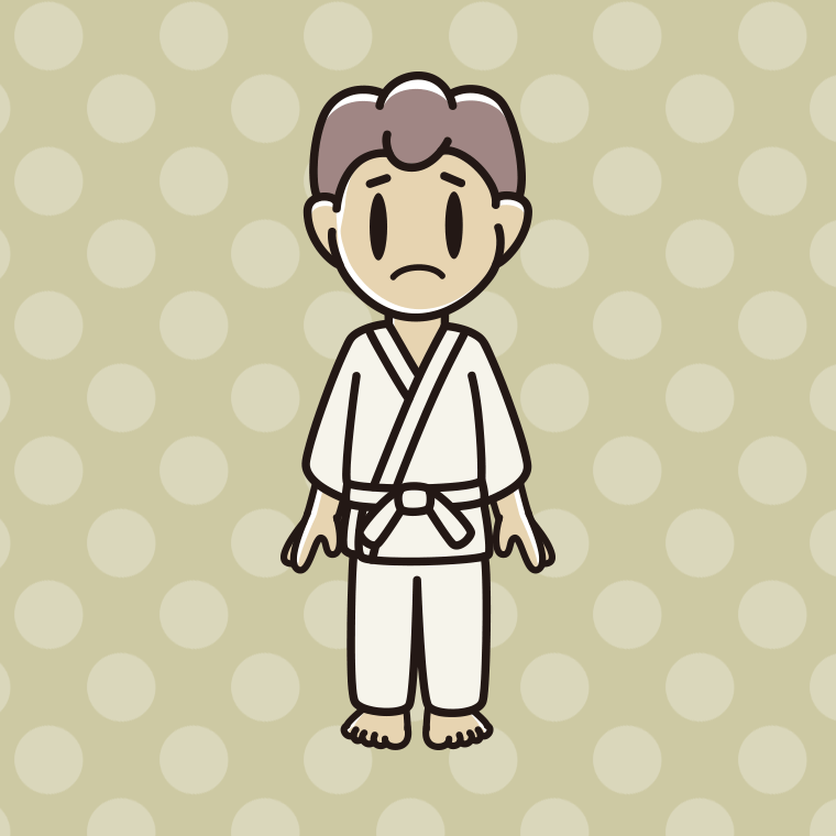 困る道着の男子中学生のイラスト【色、背景あり】PNG