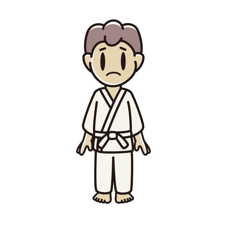 困る道着の男子中学生のイラスト【色あり、背景なし】透過PNG