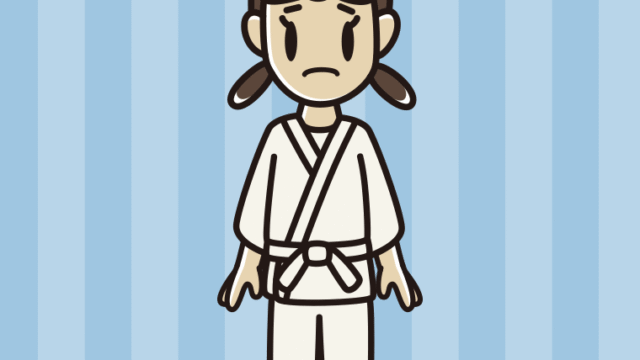 困る道着の女子中学生のイラスト【色、背景あり】PNG