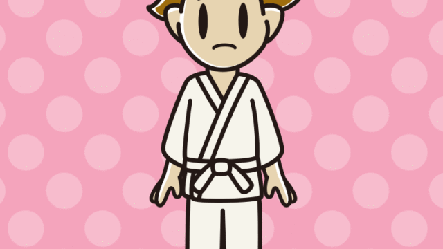 困る道着の男子高校生のイラスト【色、背景あり】PNG