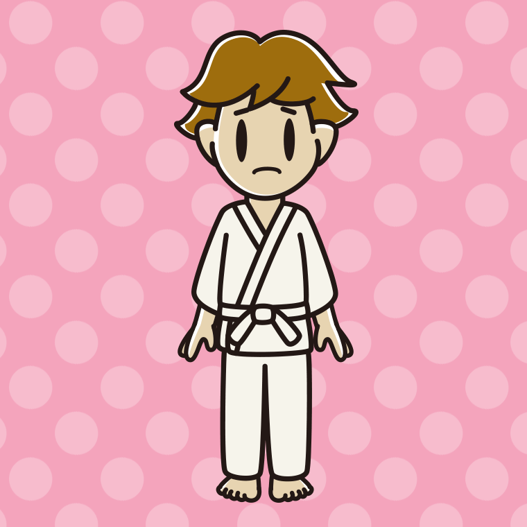 困る道着の男子高校生のイラスト【色、背景あり】PNG