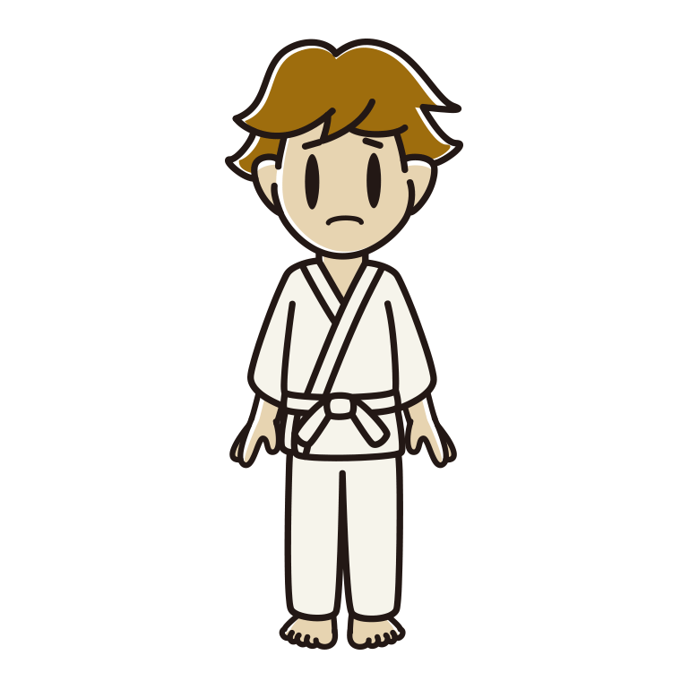 困る道着の男子高校生のイラスト【色あり、背景なし】透過PNG