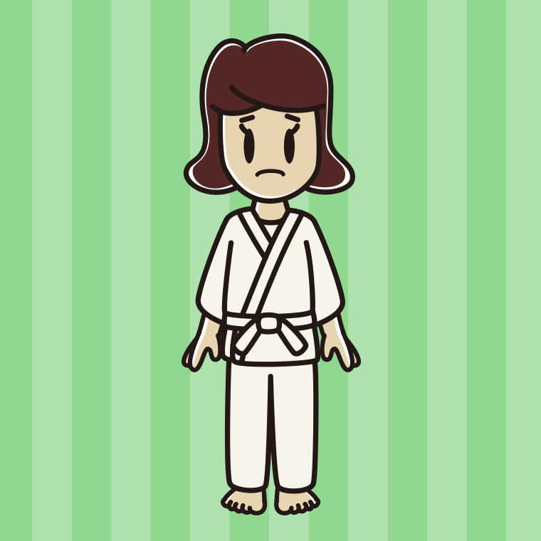 困る道着の女子高校生のイラスト【色、背景あり】PNG