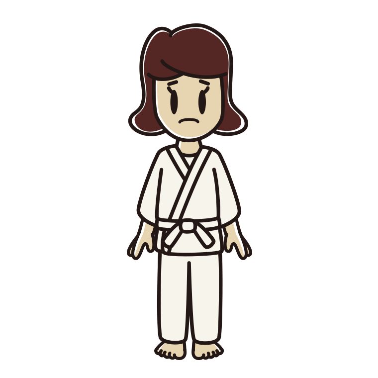 困る道着の女子高校生のイラスト【色あり、背景なし】透過PNG