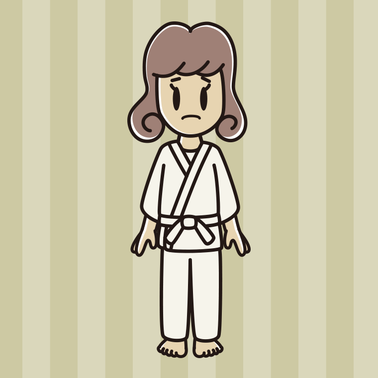 困る道着の女子大学生のイラスト【色、背景あり】PNG