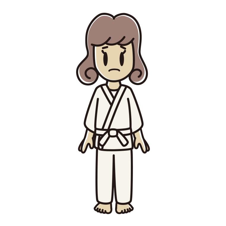 困る道着の女子大学生のイラスト【色あり、背景なし】透過PNG