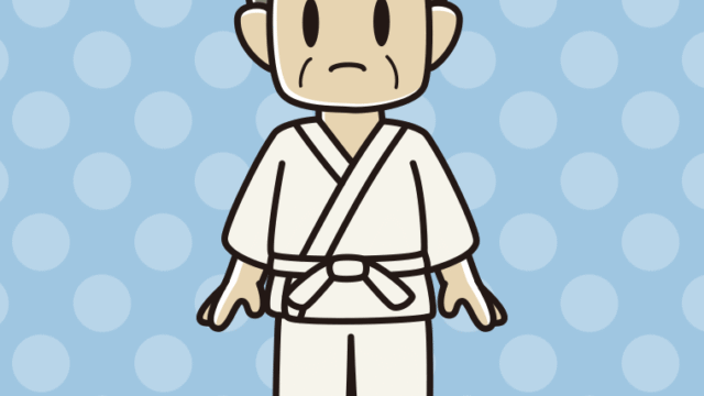 困る道着のおじさんのイラスト【色、背景あり】PNG