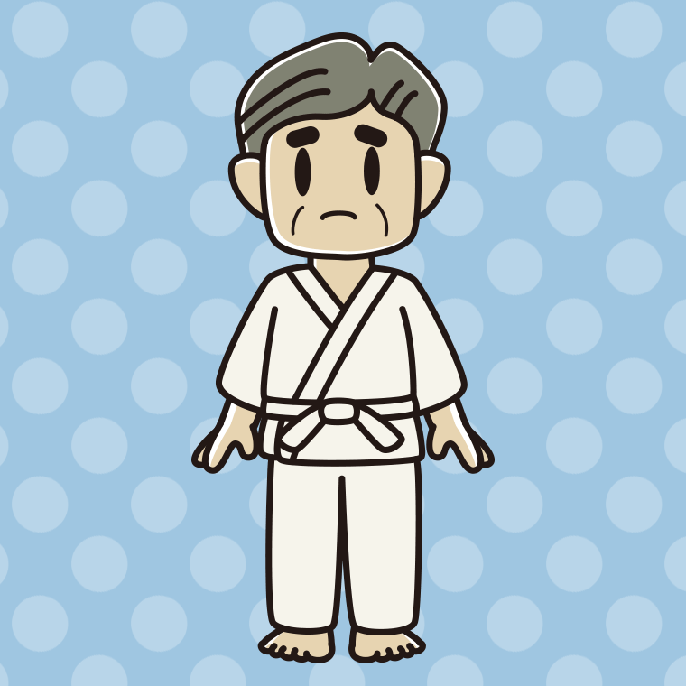 困る道着のおじさんのイラスト【色、背景あり】PNG