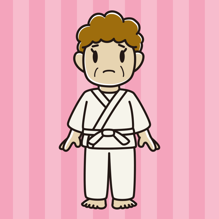 困る道着のおばさんのイラスト【色、背景あり】PNG