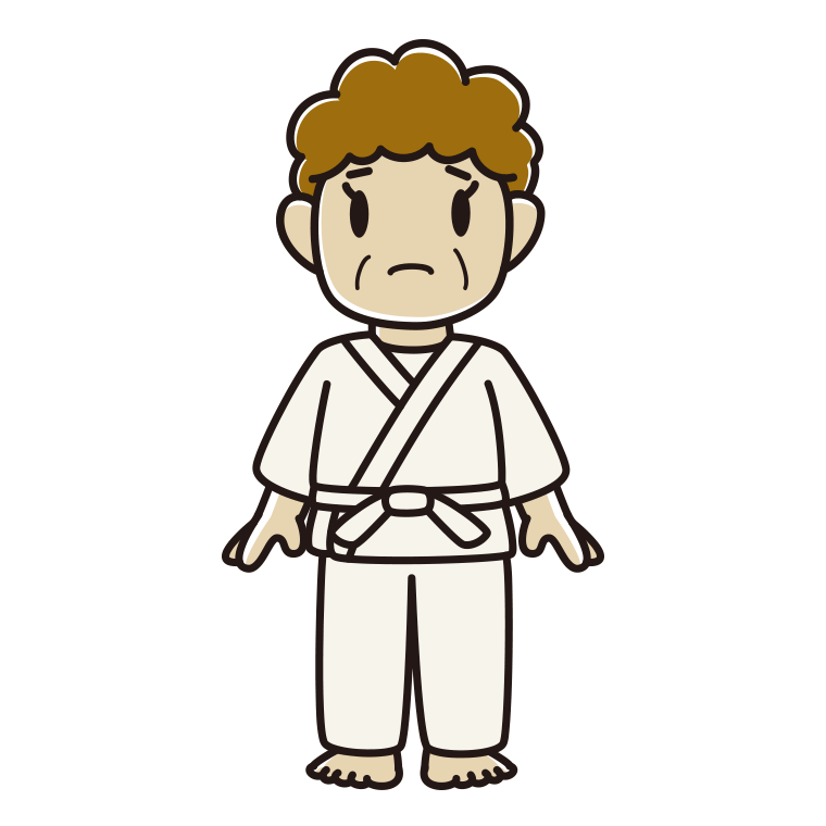 困る道着のおばさんのイラスト【色あり、背景なし】透過PNG