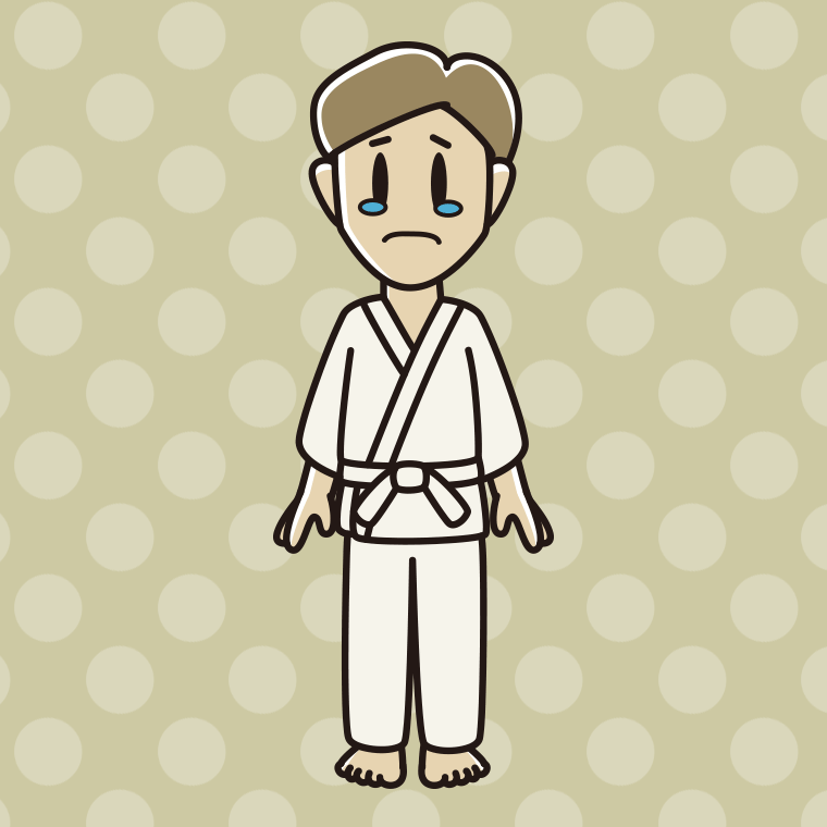 泣く道着の男性のイラスト【色、背景あり】PNG