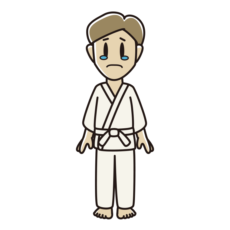 泣く道着の男性のイラスト【色あり、背景なし】透過PNG