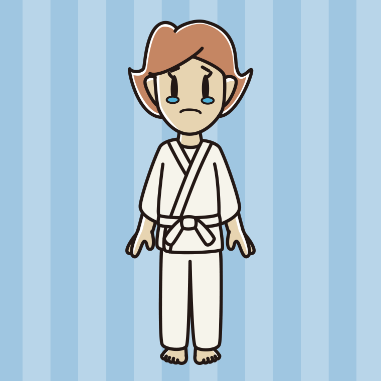 泣く道着の女性のイラスト【色、背景あり】PNG