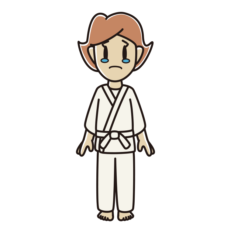 泣く道着の女性のイラスト【色あり、背景なし】透過PNG