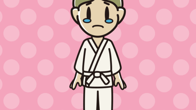 泣く道着の小学生男子のイラスト【色、背景あり】PNG