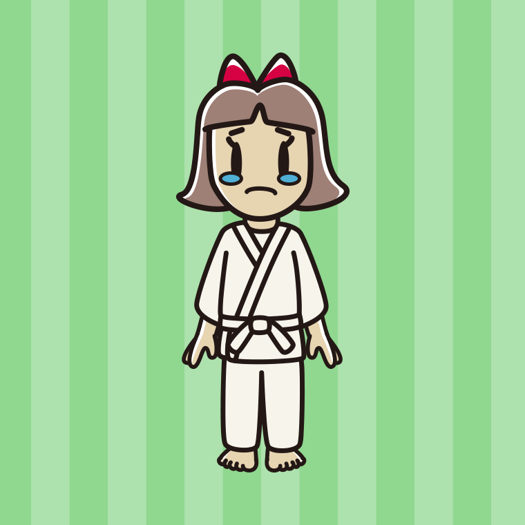 泣く道着の小学生女子のイラスト【色、背景あり】PNG