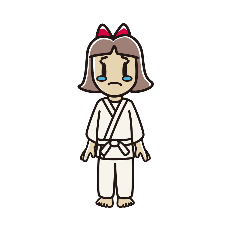 泣く道着の小学生女子のイラスト【色あり、背景なし】透過PNG