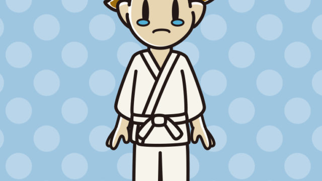 泣く道着の男子高校生のイラスト【色、背景あり】PNG