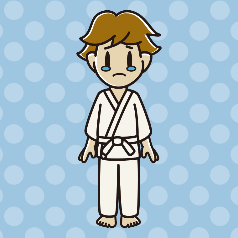 泣く道着の男子高校生のイラスト【色、背景あり】PNG