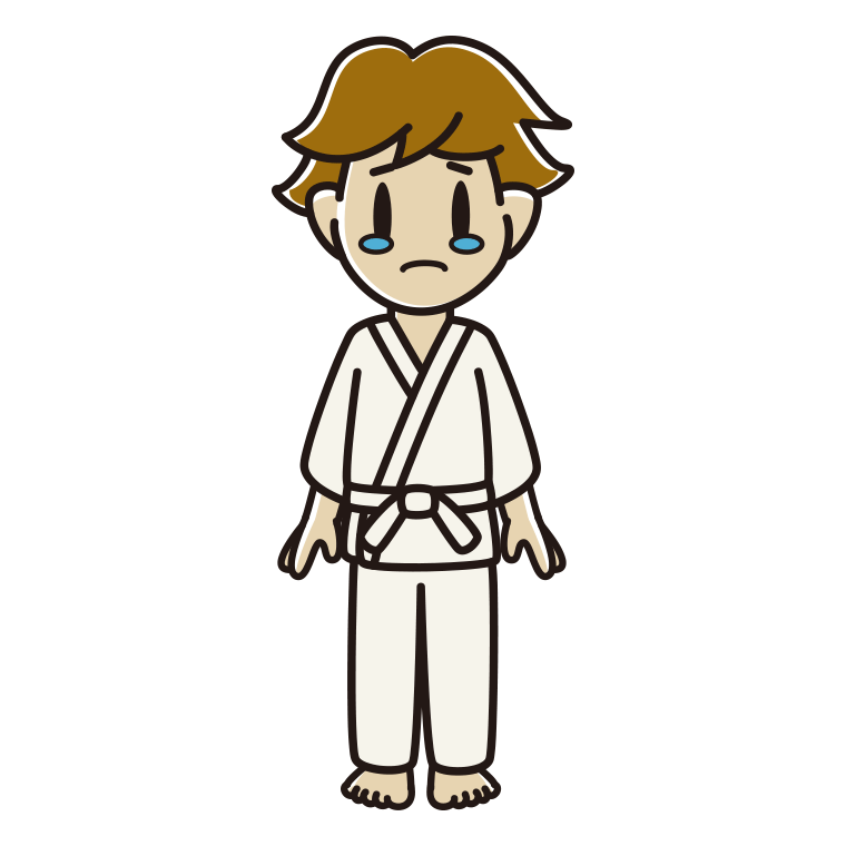 泣く道着の男子高校生のイラスト【色あり、背景なし】透過PNG