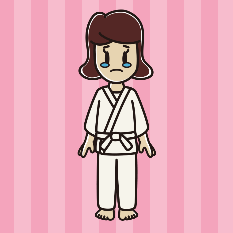 泣く道着の女子高校生のイラスト【色、背景あり】PNG