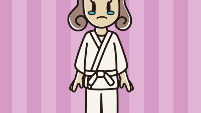 泣く道着の女子大学生のイラスト【色、背景あり】PNG