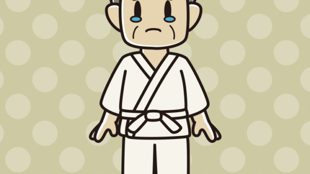 泣く道着のおじさんのイラスト【色、背景あり】PNG