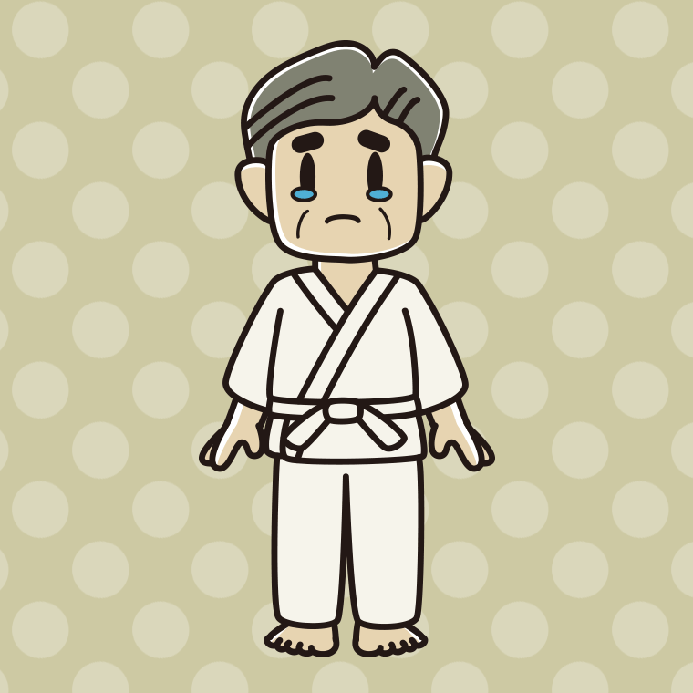 泣く道着のおじさんのイラスト【色、背景あり】PNG