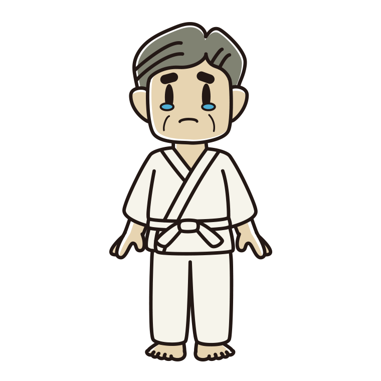泣く道着のおじさんのイラスト【色あり、背景なし】透過PNG