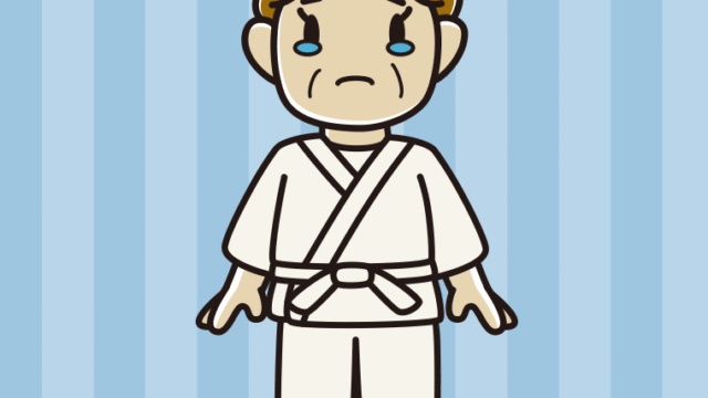 泣く道着のおばさんのイラスト【色、背景あり】PNG