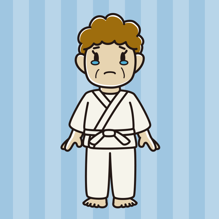 泣く道着のおばさんのイラスト【色、背景あり】PNG