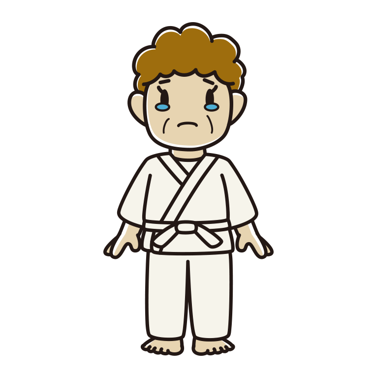 泣く道着のおばさんのイラスト【色あり、背景なし】透過PNG