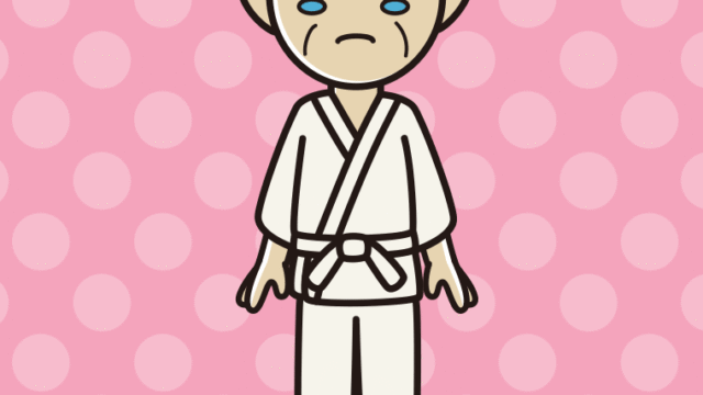 泣く道着のおじいさんのイラスト【色、背景あり】PNG