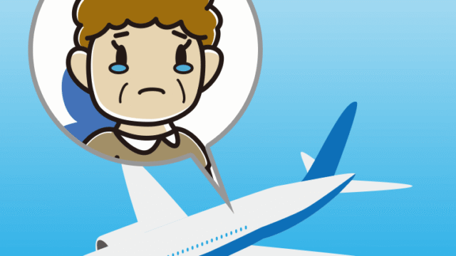 飛行機で泣くおばさんのイラスト【色、背景あり】PNG
