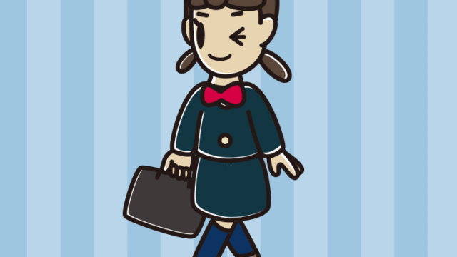 通学中にウインクする女子中学生のイラスト【色、背景あり】PNG