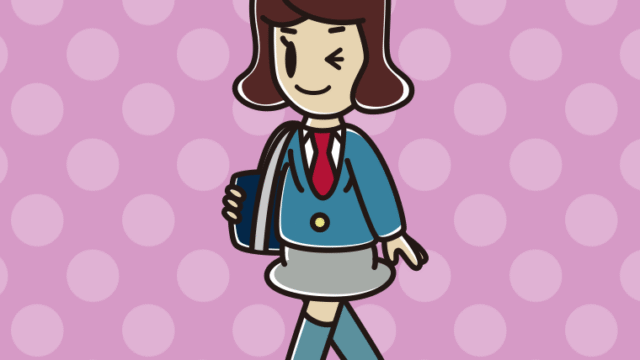 通学中にウインクする女子高校生のイラスト【色、背景あり】PNG