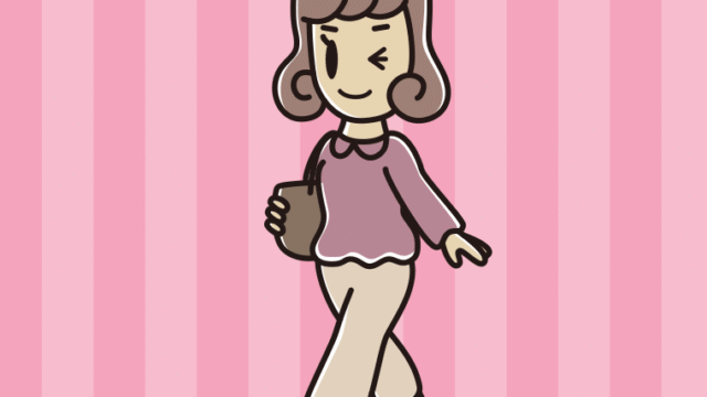 通学中にウインクする女子大学生のイラスト【色、背景あり】PNG