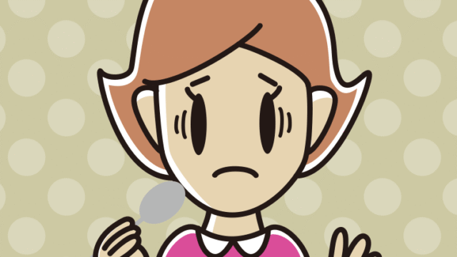 スプーンで困る女性のイラスト【色、背景あり】PNG