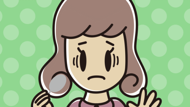 スプーンで困る女子大学生のイラスト【色、背景あり】PNG